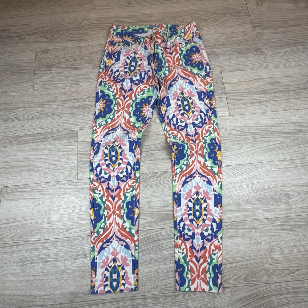 J McLaughlin Lexi Skinny Jeans Midi Oahu Women's 6 Colorful Medallion Stretch